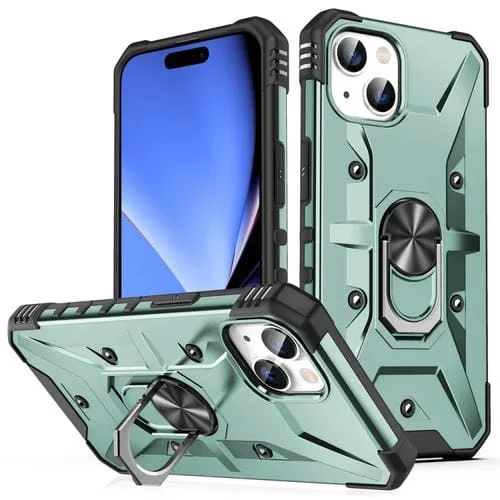 Funda para iPhone 15 Plus Ring Holder Phone Case (Verde Medianoche)