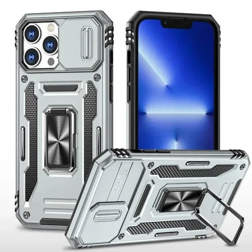 Funda para iPhone 15 Pro Armor PC + TPU con Protección Cámara (Gris)
