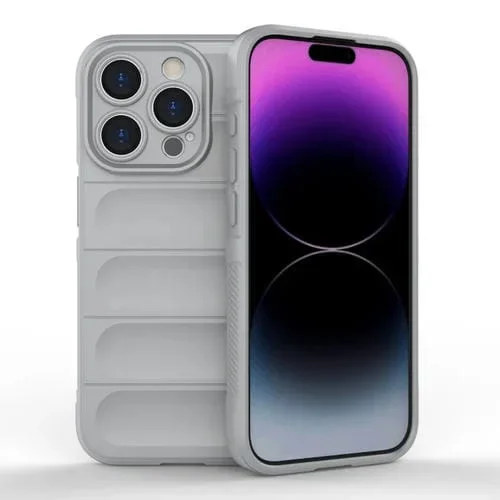 Funda para iPhone 15 Pro Magic Shield TPU + Funda de Teléfono de Franela (Gris)
