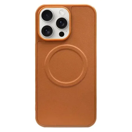 Funda para iPhone 15 Pro Max 2 En 1 Magsafe Cuero y Silicona Magnética (Marrón)