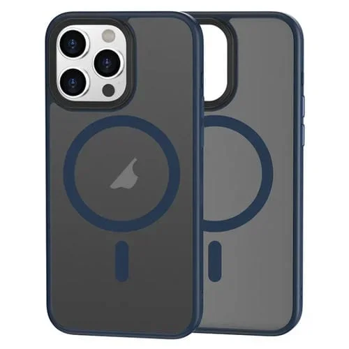 Funda para iPhone 15 Pro Max Brilliant Series Magsafe Micro-Frost Anti-Huella Digital PC (Azul Oscuro)