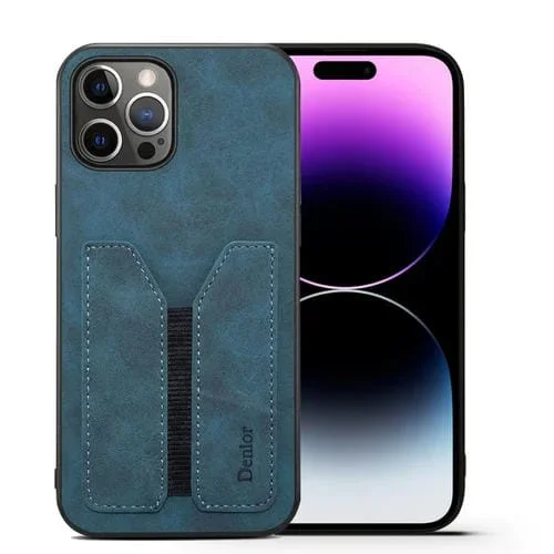 Funda para iPhone 15 Pro Max Denior Dv Ranura para Tarjeta Elástica Pu Contraportada (Azul)