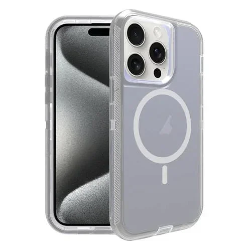 Funda para iPhone 15 Pro Max Magnética Magsafe a Prueba de Golpes (Gris Transparente)