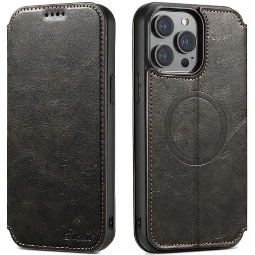 Funda para iPhone 15 Pro Suteni J05 Cuero Magnética Magsafe (Negro)
