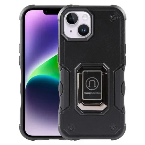 Funda para iPhone 15 Ring Holder Antideslizante con Armadura a Prueba de Golpes (Negro)