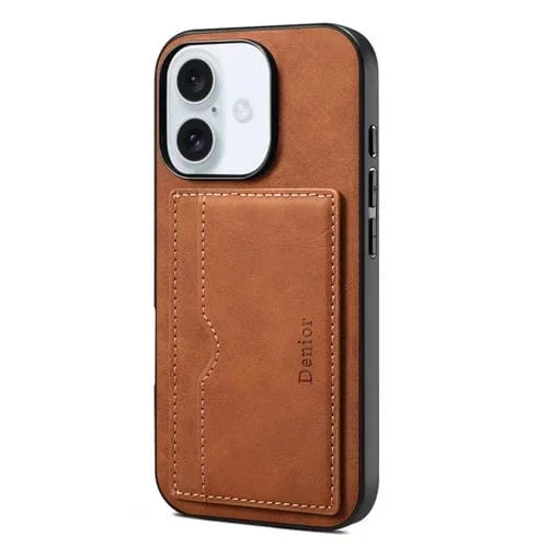 Funda para iPhone 16 Denior D08 de Pu con Ranura para Una Sola Tarjeta (Marrón)