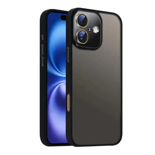 Funda para iPhone 16 Nano con Tacto de Piel SemiTransparente y Esmerilada (Negra)