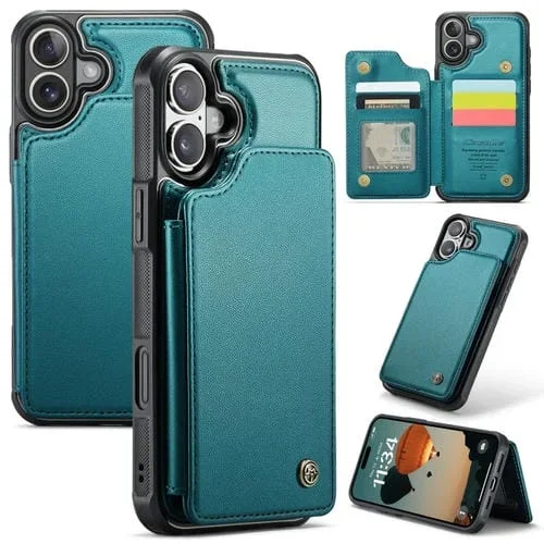 Funda para iPhone 16 Plus Caseme C22 con Ranuras para Tarjetas y Protección Antirrobo Rfid (Verde)