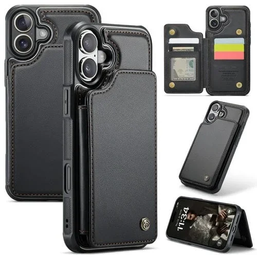 Funda para iPhone 16 Plus Caseme C22 Ranuras para Tarjetas Protección Antirrobo Rfid (Negra)