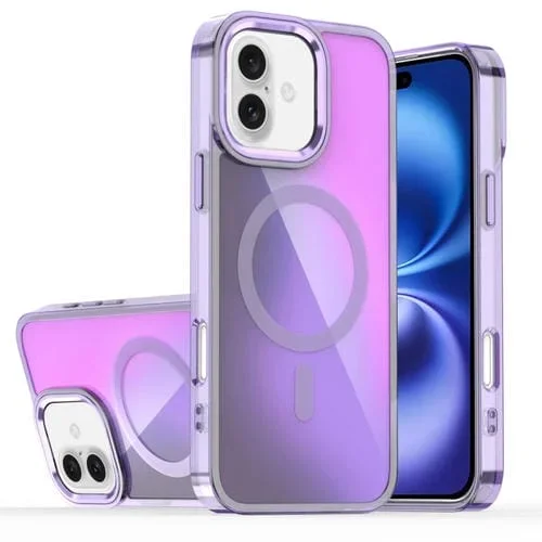 Funda para iPhone 16 Plus con Decoloración Magsafe y Sombra Brillante (Morado)