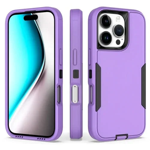 Funda para iPhone 16 Pro 2 en 1 con Carcasa Magnética de PC y TPU (Morado y Negro)