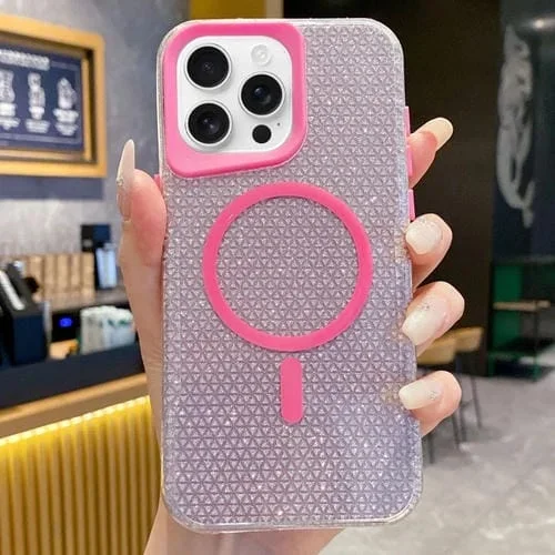 Funda para iPhone 16 Pro Max con Purpurina y Magsafe (Rosa)