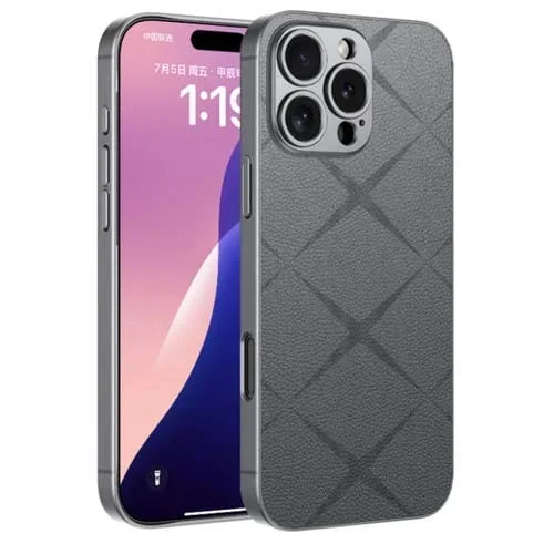 Funda para iPhone 16 Pro Max Gkk Asterism Cobertura Total con Pintura Metálica y Tacto de Piel (Gris Montaña)