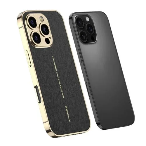 Funda para iPhone 16 Pro Max Piel Lisa Revestimiento Gkk a Prueba de Golpes (Negra)