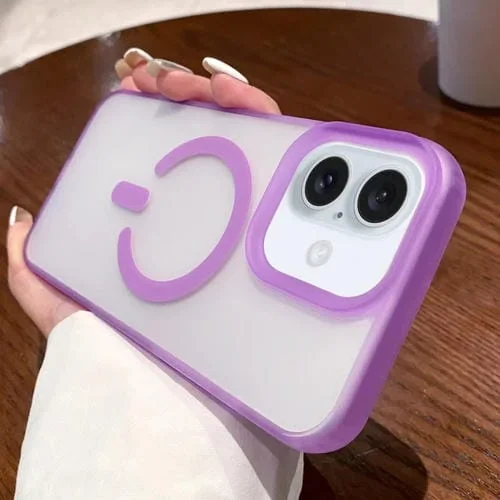 Funda para iPhone 16 Transparente con Doble Cara Esmerilada y Magsafe (Morado)