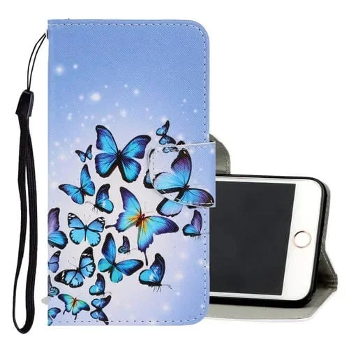 Funda para iPhone 6 Plus 6S Plus Cuero Pu Tapa Horizontal Dibujo 3D Soporte Ranuras Tarjetas Billetera (Varias Mariposas)