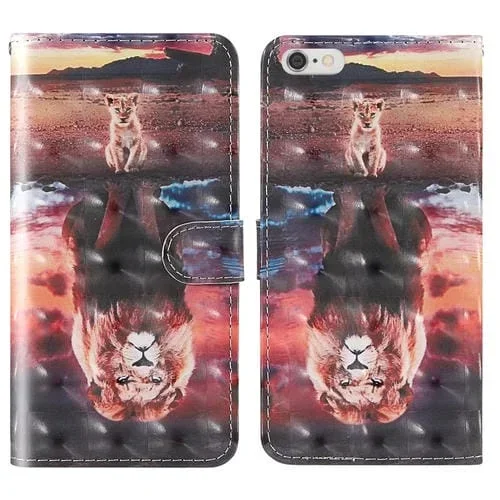 Funda para iPhone 6 Plus / 6S Plus Dream Lion Flip Horizontal TPU y Cuero PU con Soporte y Ranuras para Tarjetas (Coloreado)