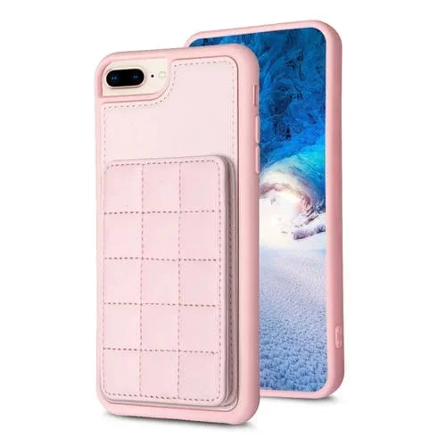 Funda para iPhone 8 Plus y 7 Plus Grid Card Slot Holder (Rosa)