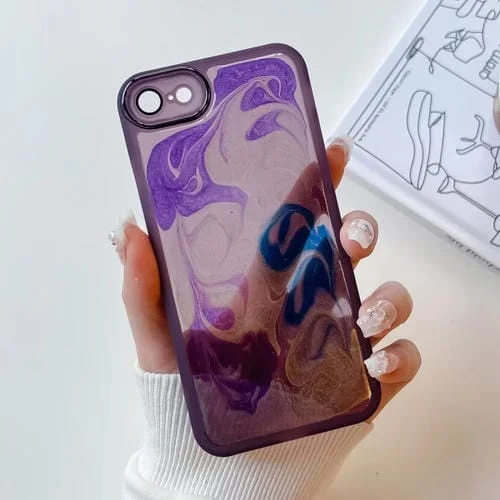 Funda para iPhone SE 2022/2020 8 7 Pintura al Óleo Galvanoplastia TPU (Púrpura)
