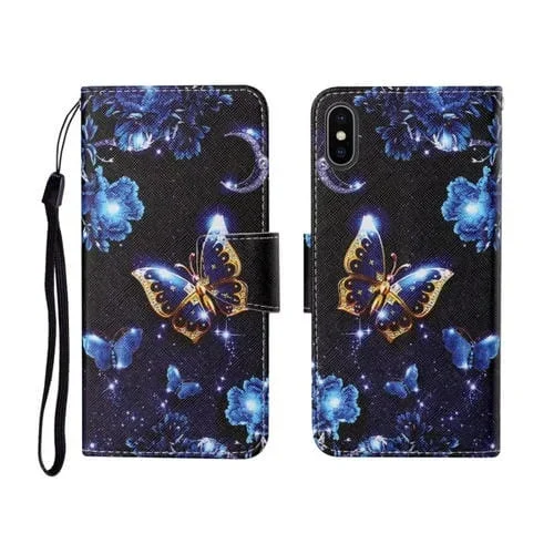 Funda para iPhone X Patinted Pattern Horizontal Flip Leather (Moon Butterfly)