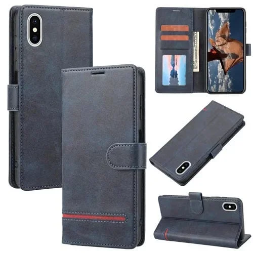 Funda para iPhone X / Xs Classic Wallet Flip de Cuero para Teléfono (Azul)