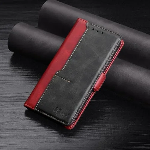 Funda para iPhone Xr Cuero Retro con Hebilla Lateral Tapa Horizontal Soporte Ranuras para Tarjetas y Billetera (Rojo)