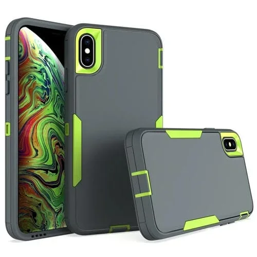 Funda para iPhone Xs Max 2 En 1 Magnética PC + TPU (Gris + Verde Fluorescente)