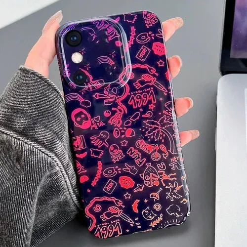 Funda para iPhone Xs Max PC Patrón Pintado Precise Hole (Black Red Graffiti)