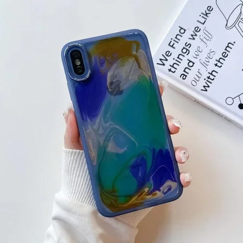 Funda para iPhone Xs Max Pintura al Óleo Galvanoplastia TPU (Azul)