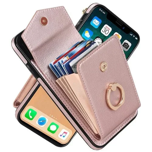 Funda para iPhone Xs Max Ring Holder con Ranura para Tarjeta RFID (Oro Rosa)