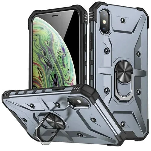 Funda para iPhone Xs Max Ring Holder Phone Case (Gris)