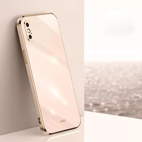 Funda para iPhone Xs Max Xinli Straight 6D Plating Gold Edge TPU a Prueba de Golpes (Rosa)