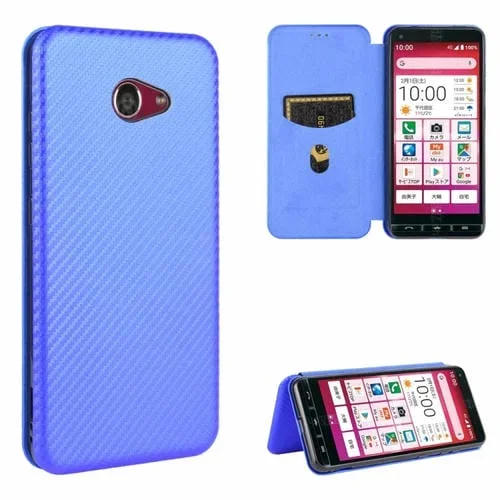 Funda para Kyocera Basio 4 Kyv47 Cuero Fibra de Carbono Magnética con Tapa TPU + PC + PU (Azul)