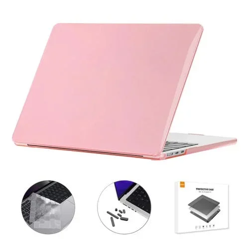 Funda para MacBook Air 13.6 Enkay A2681 3 en 1 con Película de Teclado TPU y Tapones Antipolvo (Rosa)