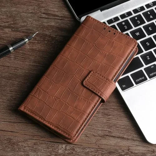 Funda para Meizu 16/16 Plus con Textura Cocodrilo y Cierre Magnético de Cuero (Marrón)