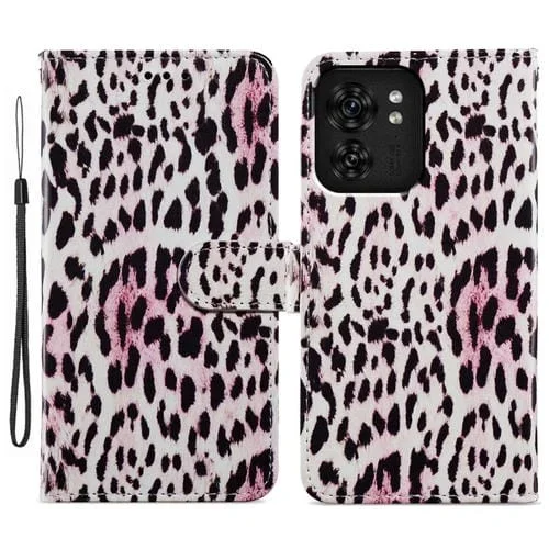 Funda para Motorola Edge 40 de Cuero con Tapa Horizontal y Patrón Leopardo