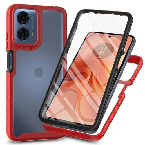 Funda para Motorola Moto E14 / G24 / G04 / G04S PC + TPU con Película Pet (Rojo)