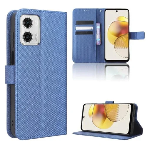 Funda para Motorola Moto G 5G 2023 con Textura de Diamante en Cuero (Azul)