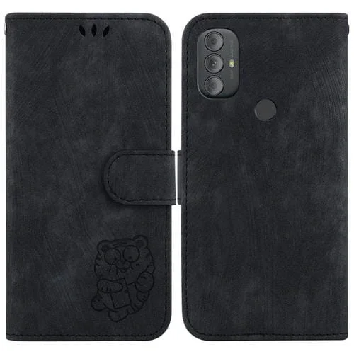 Funda para Motorola Moto G Power 2022 de Cuero con Relieve Little Tiger (Negro)