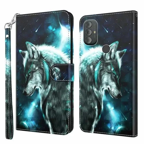 Funda para Motorola Moto G Power 2022 TPU + PU con Patrón de Pintura 3D (Lobo)