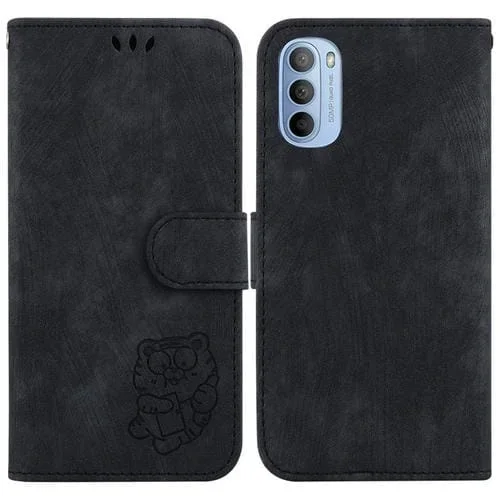 Funda para Motorola Moto G31 / G41 de Cuero con Relieve Little Tiger (Negro)