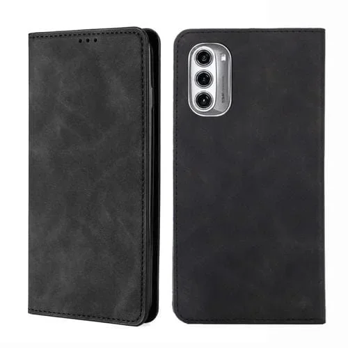 Funda para Motorola Moto G52J 5G Skin Feel Flip Horizontal Magnética de Cuero (Negro)