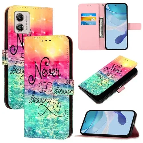 Funda para Motorola Moto G53 5G y Moto G13 de Cuero con Tapa Horizontal y Pintura 3D (Persiguiendo Sueños)