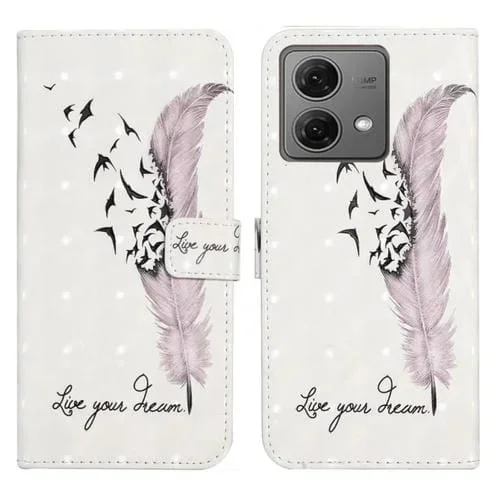 Funda para Motorola Moto G84 5G de Cuero con Dibujo 3D en Relieve al Óleo (Pluma)