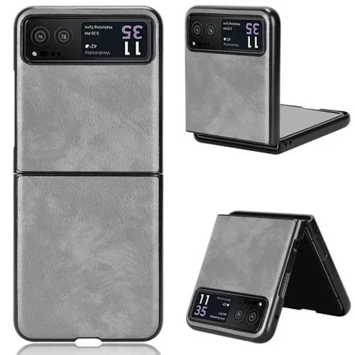 Funda para Motorola Moto Razr 40 con Contraportada Litchi Texture (Gris)