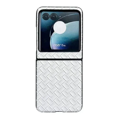 Funda para Motorola Razr 40 Teléfono Plegable de PU con Textura Ultra Tejida (Blanco)
