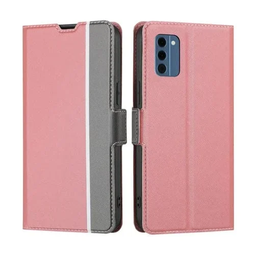 Funda para Nokia C300 4G Edición EE.UU Cuero con Botón Lateral Textura de Sarga (Rosa)
