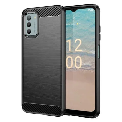 Funda para Nokia G42 de TPU con Textura Cepillada de Fibra de Carbono (Negro)