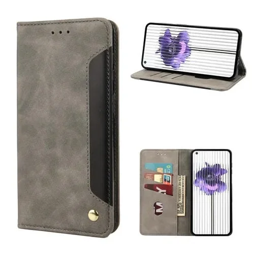 Funda para Nothing Phone 1 Skin Feel Splicing Leather + Protección (Gris)