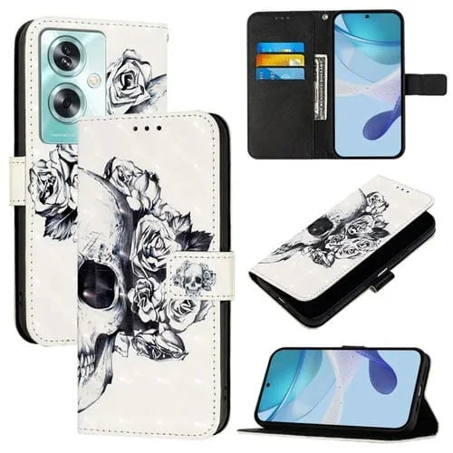 Funda para OnePlus Nord N30 Se de Cuero con Tapa Horizontal y Pintura 3D (Calavera)